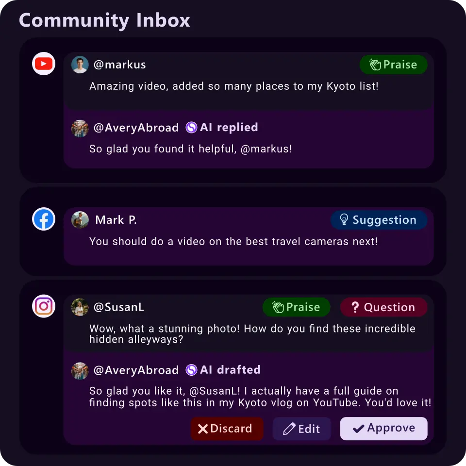 Comment management interface